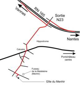 Plan d'accès au Grand Gite du Menhir en Bretagne